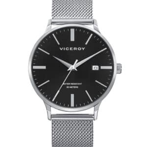 Reloj Viceroy de hombre con caja de acero, malla milanesa y esfera negra
