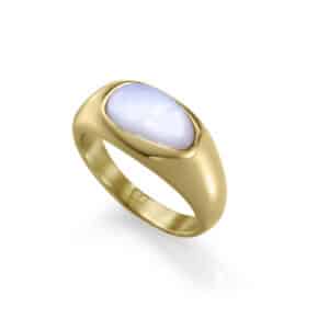 Anillo Acero Ip Dorado Madre Perla Sra Fshn
