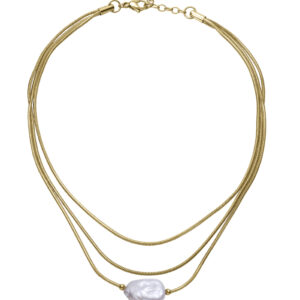 Collar Acero Ip Dorado Perla Nat Sra Fashion