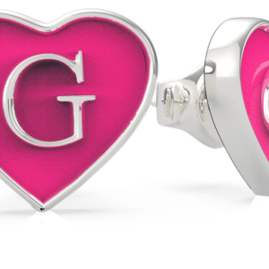 PINK ENAMEL G HEART STUDS RH