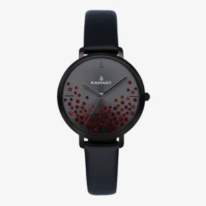 ELLA 36MM GUN DIAL BLACK LEATHER STRAP