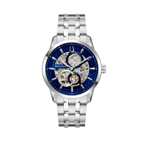 Bulova Sutton 96A331 Hombre Automático Skeleton Acero Inoxidable Esfera Azul 40 mm