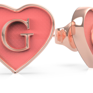 CORAL ENAMEL G HEART STUDS RG