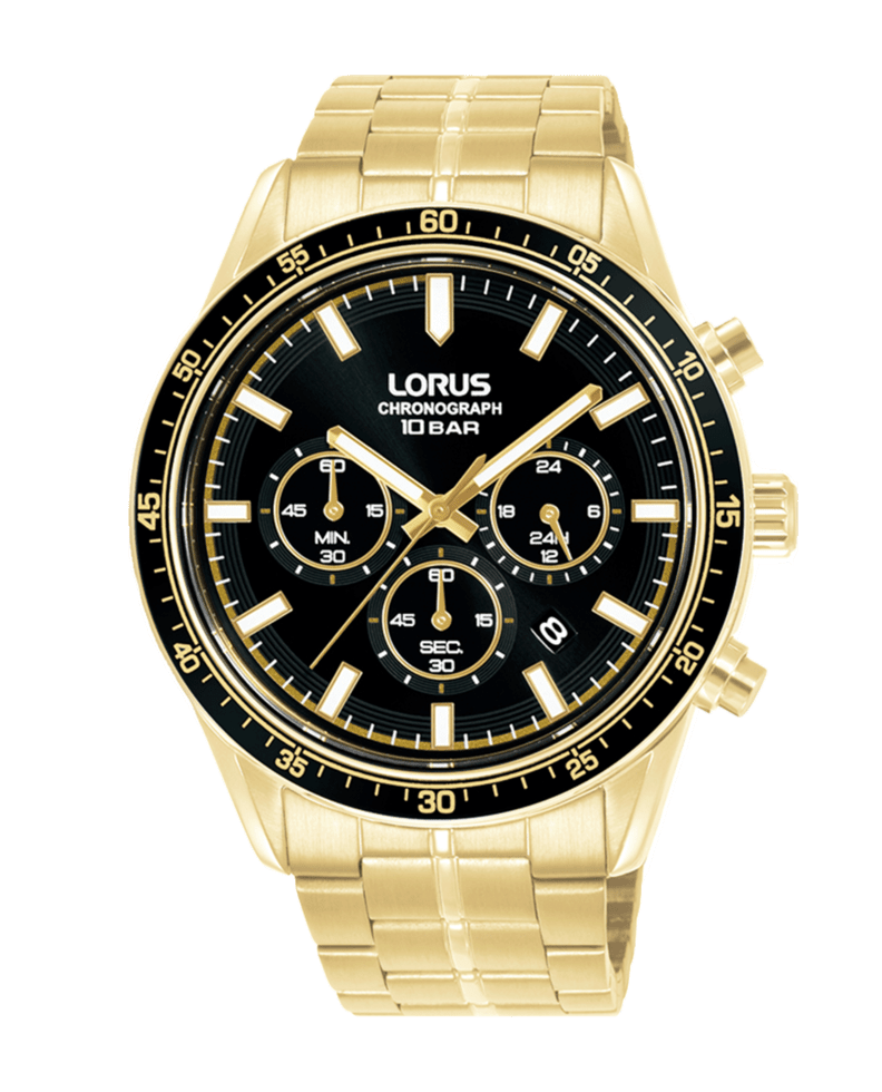 Hombre Crono. Brazalete Dorado Negro