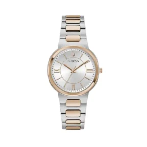 Bulova Classic 98L327 Mujer Cuarzo Acero Inoxidable Bicolor Esfera Plateada 32 mm