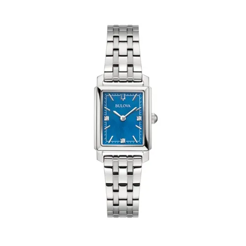 Bulova Sutton 96P245 Mujer Cuarzo Acero Inoxidable Esfera Nácar Azul con Diamantes 21 x 33 mm