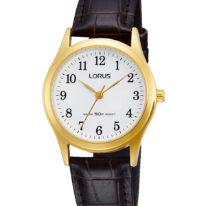 Mujer Classic IP dorado 3 Agujas Correa
